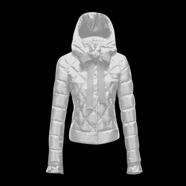 Moncler Donna Giù cappotto Zipper polsini bianchi Presa M1046